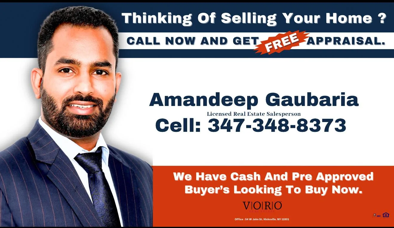 Thinking of selling your home? Call now for a free appraisal — we have cash and pre-approved buyers looking to buy now. Aman Gaubaria, 347-348-8373